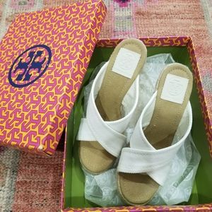 Tory Burch "Kristen" Canvas Wedges